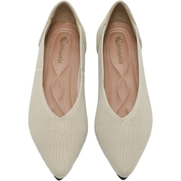 Women's Beige Casual Dressy Ballet Pointed Toe Leopard Flats Mesh Office Shoes - Picture 1 of 6